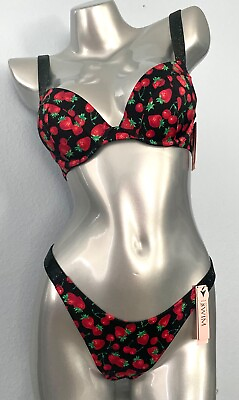 Victorias Secret Swim Bikini Set Push Up Top amp; Bottom Shine Strap Fruit 36B M $51.99