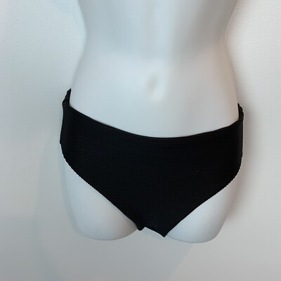#ad J.Crew $54 Rib Bikini Bottom Swimsuit High Cut Leg Black Size XS AO826 $25.00