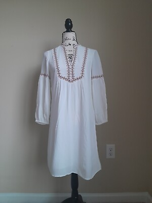 Gap dress white bohemian embroidered puff sleeve women#x27;s XS $19.99