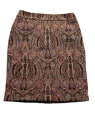 #ad Ann Taylor Skirt Size 6 Boho Length 22” Zipper Liner Poly Rayon Spandex #ST12 $10.00