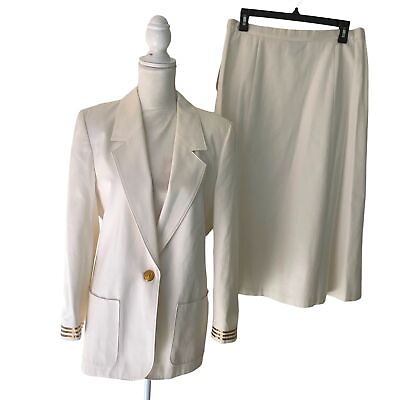 #ad Vintage Miss Sophisticates By Pendleton Womens Skirt Suit White Size 12 Cotton $92.06