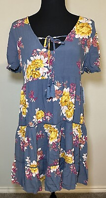 #ad Juniors Blue Floral Spring Dress Size XS $17.00