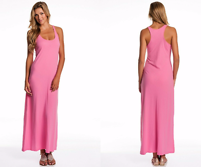 Velvet Graham Fits XS Goddess Tank Dress SURFER Pink Racerback Long Maxi Petite $53.99