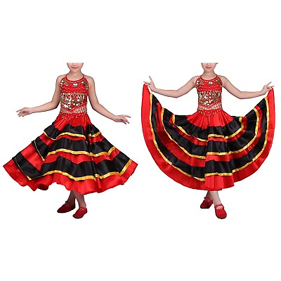 #ad Kids Girls Costume Modern Skirts Contemporary Dancewear Mesh Maxi Latin Long $8.07