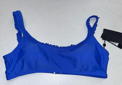 #ad MSRP $78 Tommy Hilfiger Ruffle Bikini Top Blue Size Large $39.59
