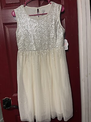 #ad Wonder Nation Girls XL Sequin Dress. IVORY Cream 14 16 Plus . Wedding Party $11.00