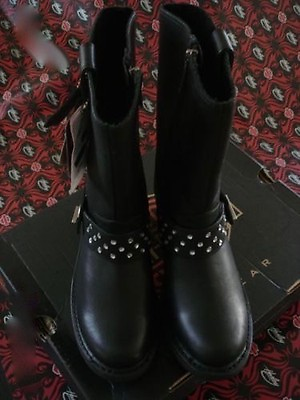 #ad HARLEY DAVIDSON BLACK FEMALE BOOTS SIZE 6quot; NEW w Tag $104.35