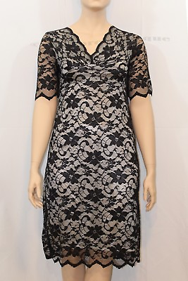 Plus Size Sexy Cocktail Black v Neck Lace Dress XL XXL XXXL $50.74