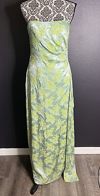 Y2K Kay Unger Womens Green Gown Maxi Dress Strapless 6 Party Cocktail $69.98