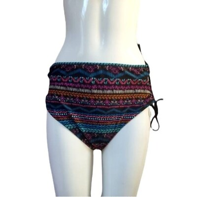 #ad ARIZONA Womens Highwaist Bikini Bottom XLarge Floral Ethnic Tribal Floral Boho $9.88