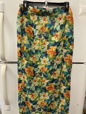 #ad Miken Swim Long Hawaiian sheer bathing suit cover up skirt. Slit. Sheer. $7.99