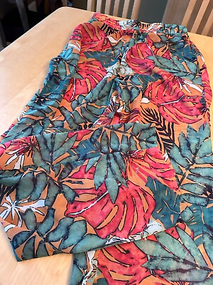 #ad NEW PRETTY LITTLE THINGS SHEER TROPICAL FLORAL BEACH COVER UP PANTS WOMENS SZ 8 $22.49