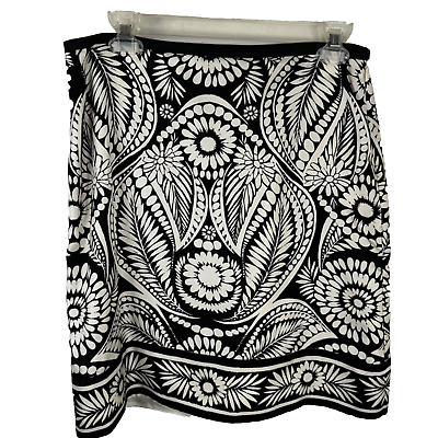 #ad Banana Republic 100% Silk Black and White Pencil Skirt Lined Women#x27;s Size 4 EUC $18.97