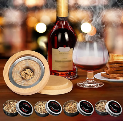 #ad Cocktail Smoker Kit With Apple Cherry Oak Pecan Wood Chips Whiskey Wooden Smoked $59.99
