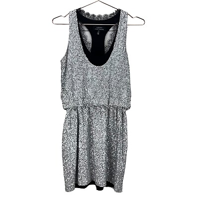 #ad Robert Rodriguez Cocktail Silver Sequin Party Dress Size 4 Silk Sleeveless $49.95