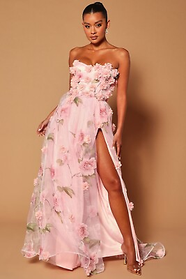 #ad Fashion Nova Luxe Mirabella Maxi Dress Pink Floral size Large $69.99