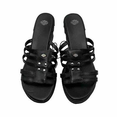 #ad Harley Davidson Women#x27;s Black Sandals Size 9.5M Tara Multi Strap Black D82432 $39.99