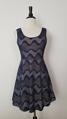 Anthropologie Dress 🍓 Size Small Blue Beige Crochet Spring Summer Girly Chic $33.00