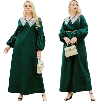 #ad Muslim Women Ethnic Abaya Long Sleeve Maxi Dress Casual Robe Kaftan Caftan Gown $31.87