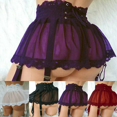 Womens Lace Sexy Lingerie Skirt Ladies High Waist Dress Garter Belt Nightwear US $11.58