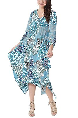 #ad Tolani Collection Multi Print Dress Blue Dress $17.99