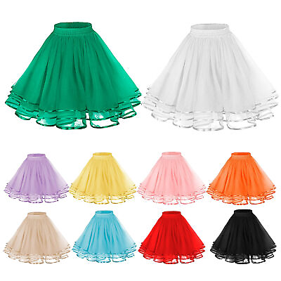 #ad Knee Length Tulle Skirt Women Irregular 3 Layers Mesh Laciness A Line High Waist $16.13