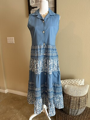 #ad National Maxi Sleeveless Dress Soft Denim Look Flowing Size S $19.00