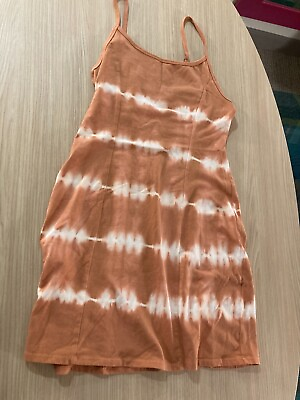 #ad Billabong Rust Color Tie Dye Sundress Medium Short Sleeveless Adjustable Straps $14.99