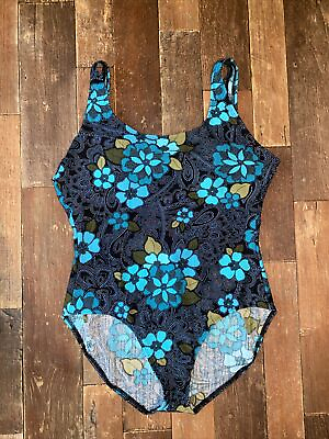 #ad Womens 2X 18W 20W Catalina Swimsuit One Piece Blue Floral Built In Bra Great $18.99