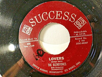 #ad THE BLENDTONES Success label S 101 45 RPM quot;LOVERSquot; quot;DEAR DIARYquot; Porky amp; TL $25.00