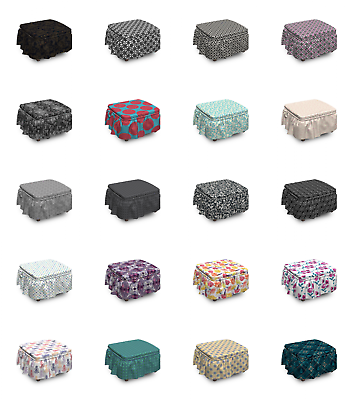 #ad Ambesonne Vintage Elements Ottoman Cover 2 Piece Slipcover Set and Ruffle Skirt $49.99