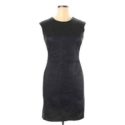 #ad Josie Natori Black Cocktail Dress Size 14 Sleeveless Round Neck Modest Sexy $109.00