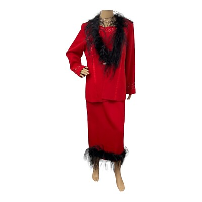 #ad Vintage Donna Vinci Women#x27;s Red Skirt Suit 10 $77.00