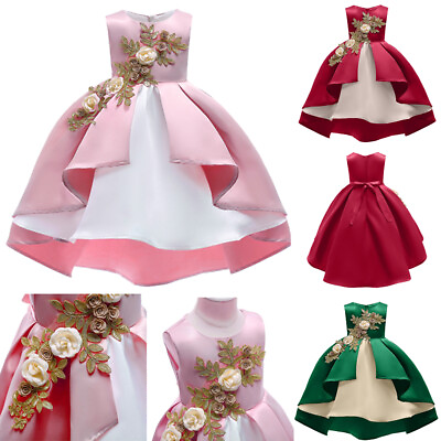#ad Flower Party Fashion Dresses Baby Sleeve Lace Fly Kids Dress Bow Princess Girls $29.79