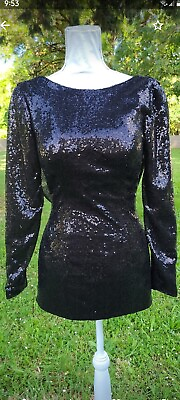 #ad Black Long Sleeve Low Back Cocktail Dress $50.00