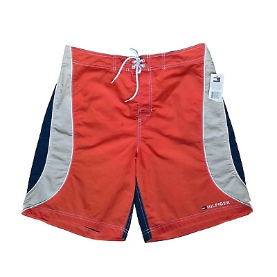 #ad NEW Tommy Hilfiger Men#x27;s Swim Shorts Tommy Flag Tri Color L 34 36quot; W $29.65
