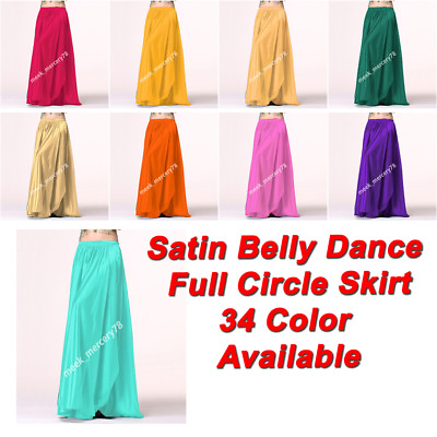 Satin Full Circle skirts 7 8 Yard Long Maxi Skirt Flamenco Skirt Belly Dance S69 $29.18