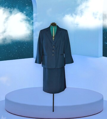#ad NWT EVAN PICONE $200 PLUS Size 18 Navy Blue 2 Piece Suit Set Career Skirt Blazer $79.99