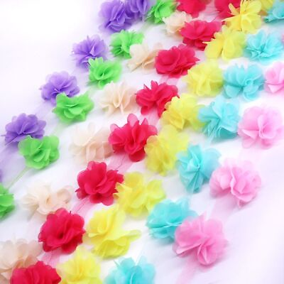 24Pcs 3D Chiffon Flower DIY Dress Lace Applique Sewing Garment Craft Accessories $5.26