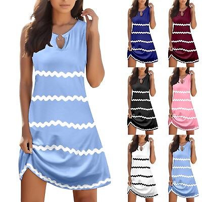 Summer Maxi Dresses For Women Sleevess Polyester Loose Travel Holiday Wear $12.82