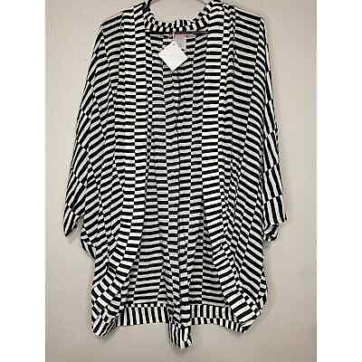 Vanilla Beach Women#x27;s Swim Kimono Striped Black White Size L $15.00