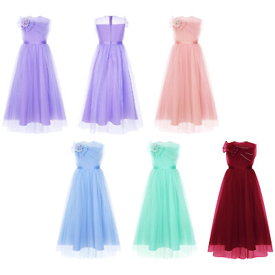 #ad Kids Girls Dress Party Flower Girl Birthday Ball Gown Performance Dancewear $25.89