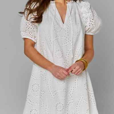 #ad Buddy Love Women’s Kelly White Short Sleeve Eyelet Embroidered Boho Dress XS $29.69