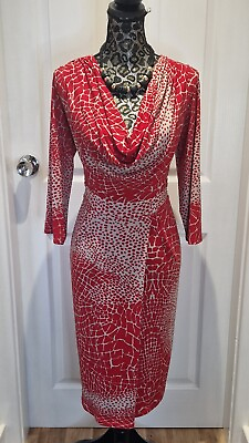 #ad Star By Julien Macdonald Red And White Jersey Party Evening Dress Size 18 GBP 10.00