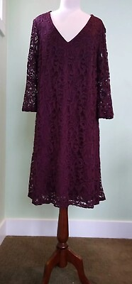 #ad Lane Bryant Burgundy Party Cocktail Dress Plus Size 18 20 Lace overlay NWT $44.95