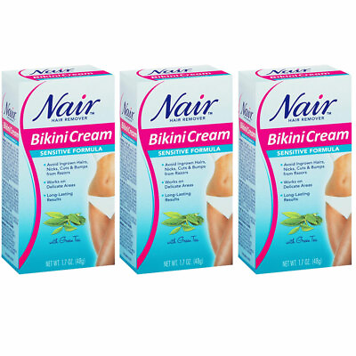 #ad 3 Pack New Nair Hair Remover Sensitive Formula Bikini Cream With Green Tea 1.7oz $22.49