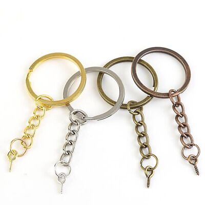 #ad #ad Gold Silver Bronze Color Chain Keyring Long Diy Jewelry Making Keyrings 20pcs $12.32