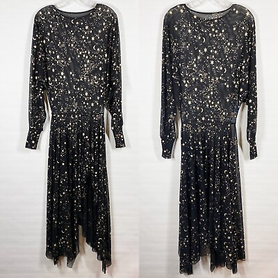 #ad Blackmilk XS Extra Dress Celestial Moon Stars Goth Gothic Astrology Assymetrical $88.99
