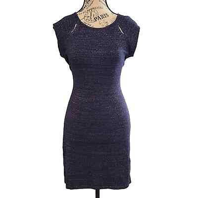 #ad Express Cap Sleeve Sapphire Blue Glitter Sparkle BodyCon Mini Party Dress Sz Med $27.00