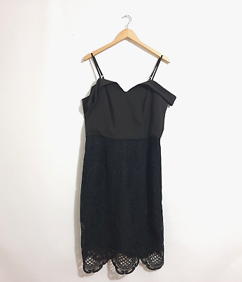#ad #ad City Chic Dress Sz XS 14 Black Sleeveless Lined Off Shoulder Lace Party Plus AU $19.95
